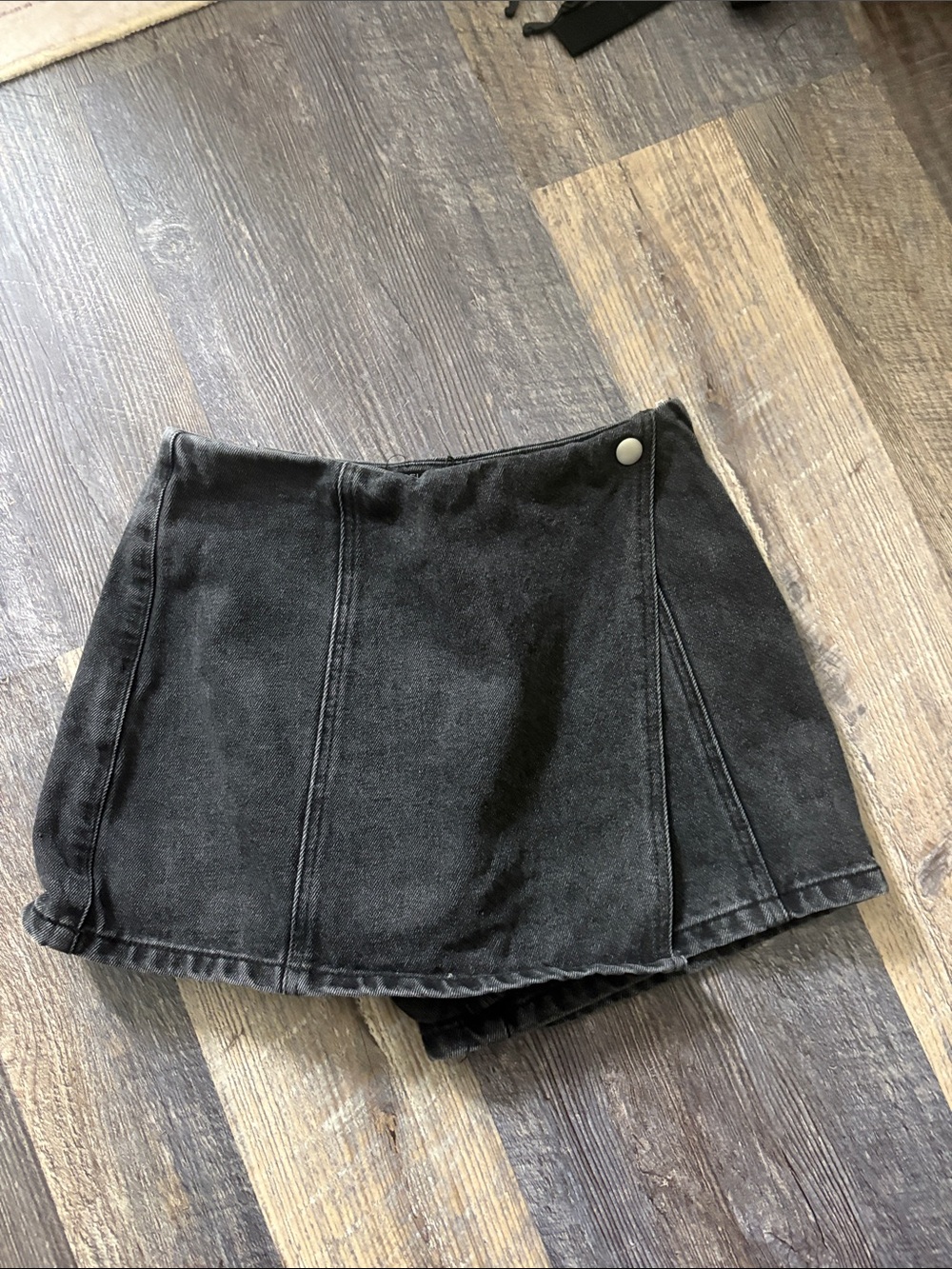 Black Denim Mini Skort - Unbranded